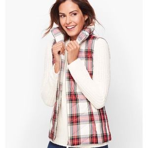 Talbots plaid puffer vest size large